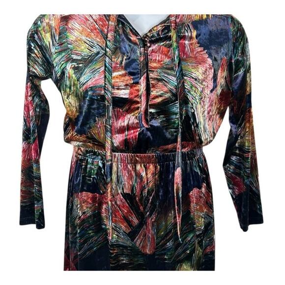 Ego Trippin’ Floral Velvet Maxi Dress Vintage Retro Vibrant XS - Picture 4 of 14